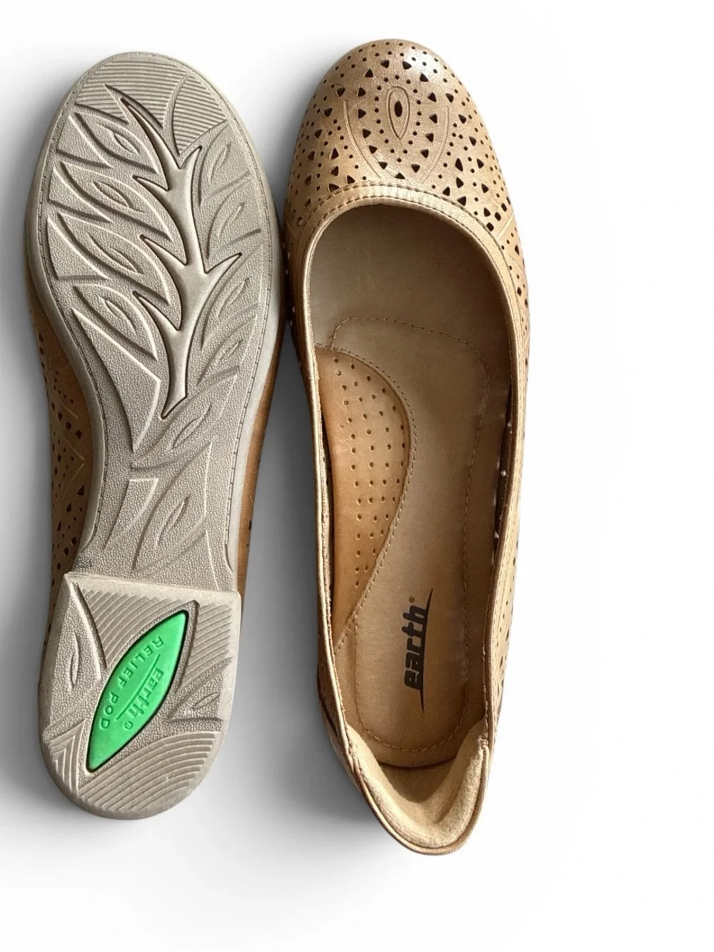 Women’s Earth Tan Perforated Ballet Flats